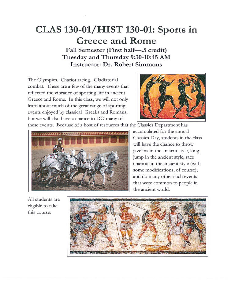 CLAS 130 Sports in Greece and Rome Flyer