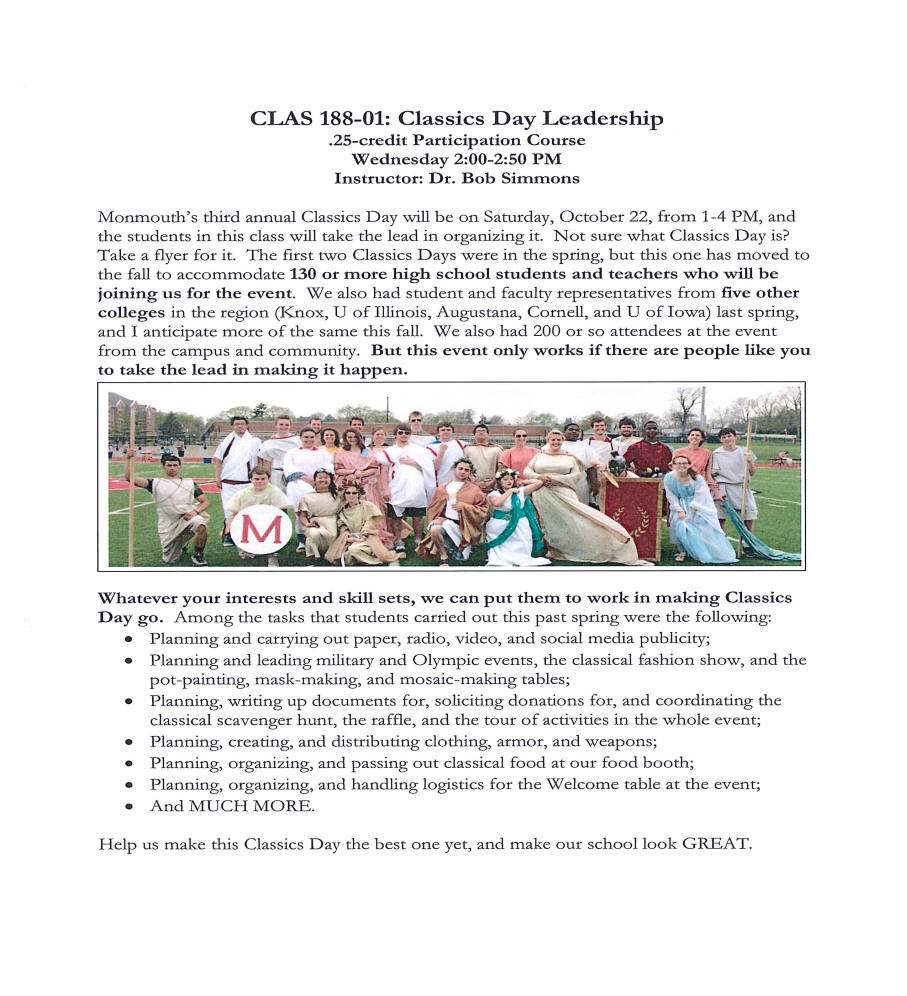 CLAS 188-Classics Day Leadership