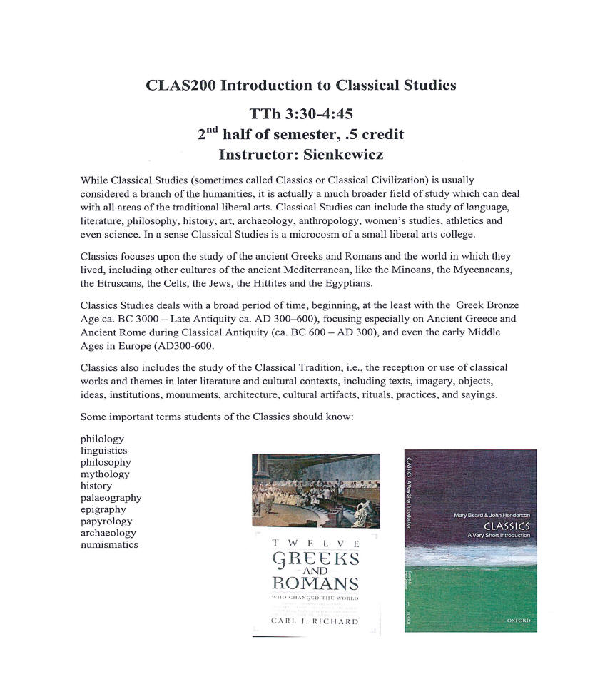 Clas200 Introduction to Classica Studies Flyer